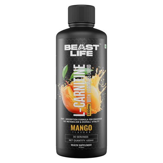 BeastLife L-Carnitine with Vitamin B5 (Mango 450ml) | Triple Strength Formula | 3300mg L- Carnitine