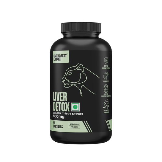 Liver Detox Supplement with Milk Thistle Extract 500mg | Added Multivitamins & Amino Acid with Natural Detoxification Formula | Liver Support Supplement (60 Veg Tablets)