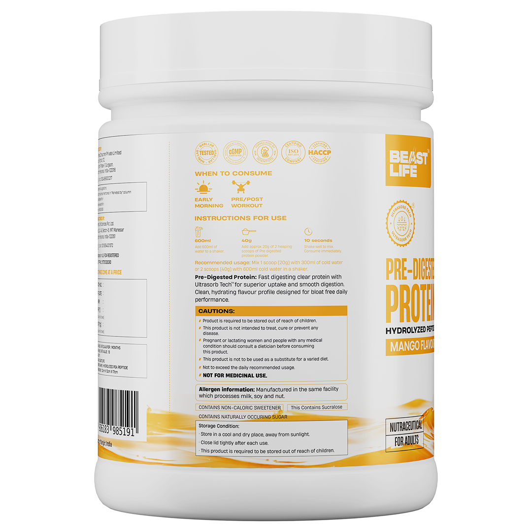 Pre-Digested Hydrolyzed Pea Protein Mango flavour 500g