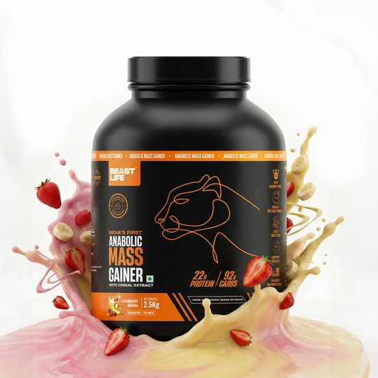 Anabolic Mass Gainer with Ultrasorb Tech | No Maltodextrin | Strawberry Banana | 2.5 kg