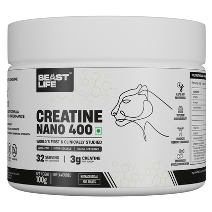 Combo pack | Creatine Nano 400 | Unflavoured | 100 g + Preworkout | Fruit Punch | 105 g