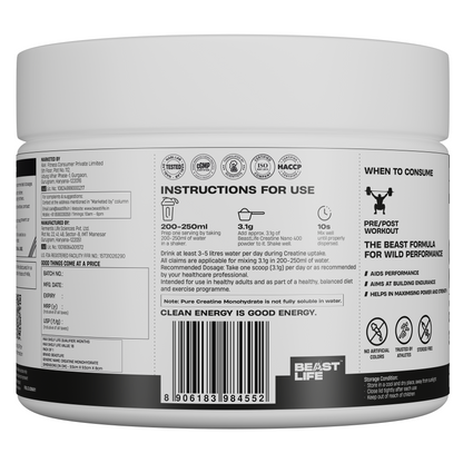 Combo pack | Creatine Nano 400 | Unflavoured | 100 g + Preworkout | Fruit Punch | 105 g