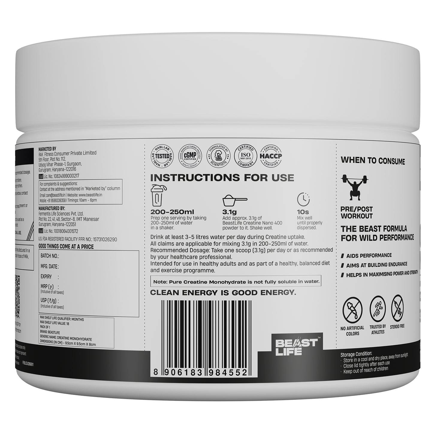 Combo pack | Creatine Nano 400 | Unflavoured | 100 g + Performance Protein | Cold Coffee | 1 kg