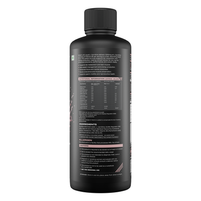 BeastLife L-Carnitine with Vitamin B5 (Litchi, 450ml) | Triple Strength Formula | 3300mg L- Carnitine