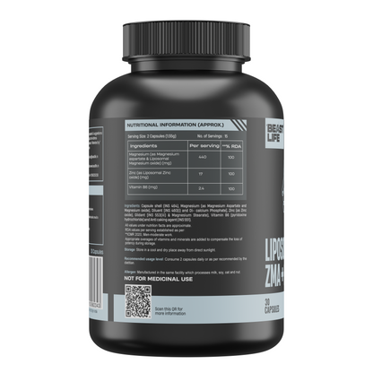 Liposomal ZMA+ | Zinc, Magnesium Complex with Vitamin B6 30N