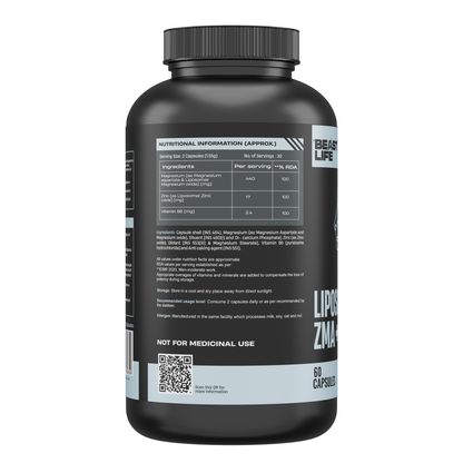 Liposomal ZMA+ | Zinc, Magnesium Complex with Vitamin B6 60N