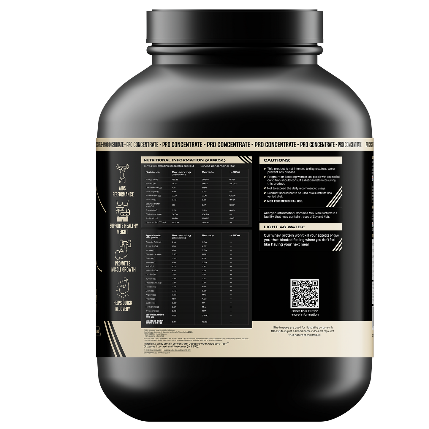 Pro Concentrate Whey Protein with Ultrasorb Tech | 1848gm | Rich Chocolate