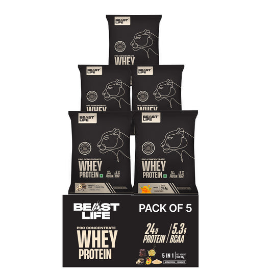 Pro Whey Protein Travel Pack Assorted (Pack of 5, All in one)