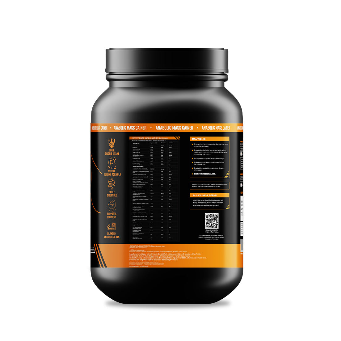 Anabolic Mass Gainer with Ultrasorb Tech | No Maltodextrin | Strawberry Banana | 1 kg