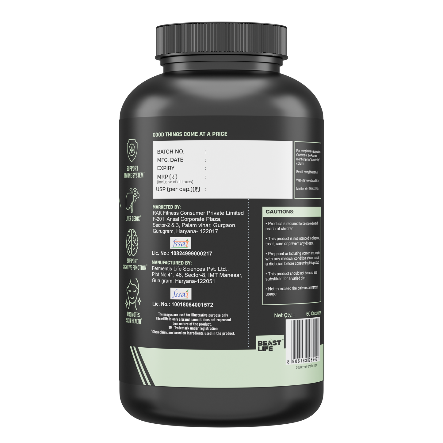 Liver Detox Supplement with Milk Thistle Extract 500mg | Added Multivitamins & Amino Acid with Natural Detoxification Formula | Liver Support Supplement (60 Veg Tablets) 60N