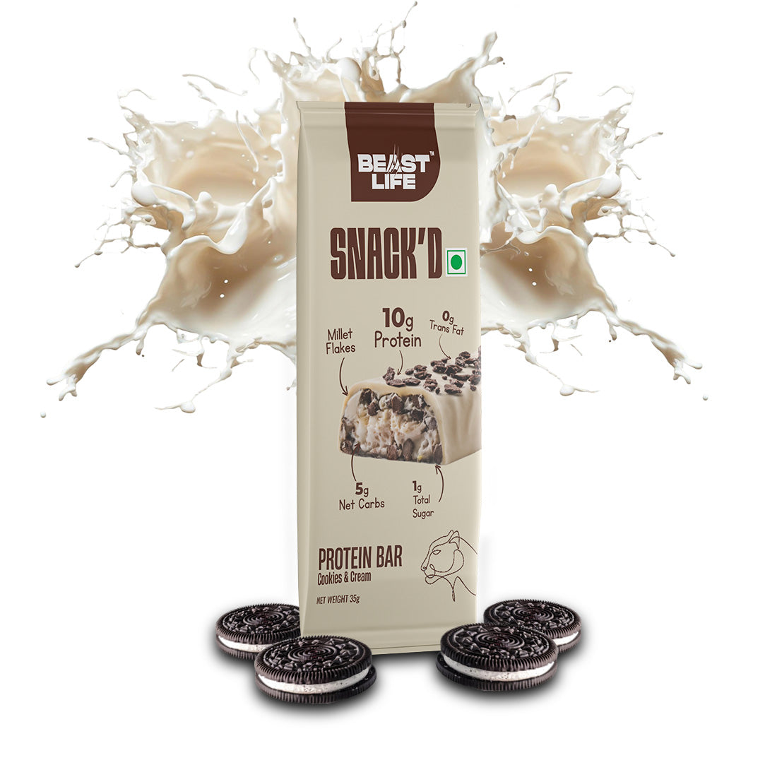 High Protein Bar (10 gm Protein) | Cookies & Cream | Pack of 5