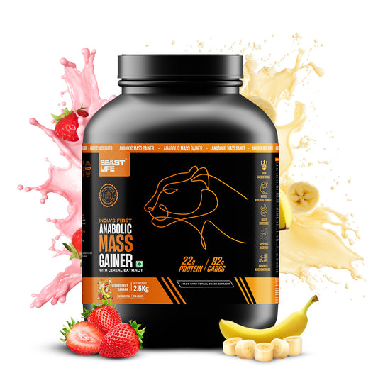 Anabolic Mass Gainer with Ultrasorb Tech (No Maltodextrin) Strawberry Banana | 2.5kg
