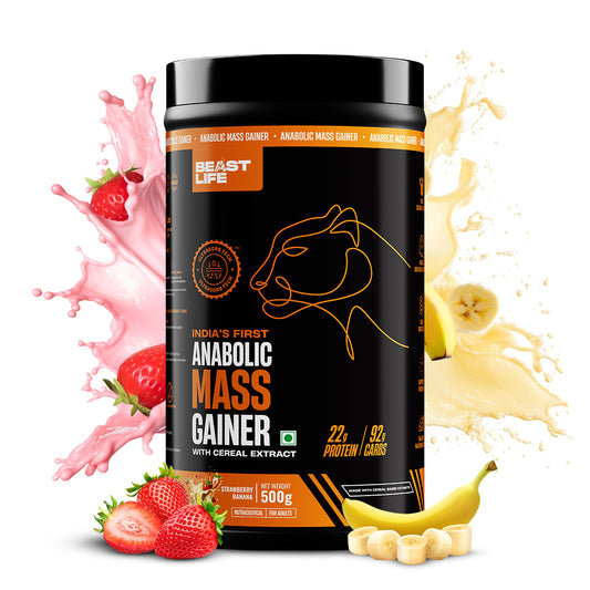 Anabolic Mass Gainer with Ultrasorb Tech (No Maltodextrin) Strawberry Banana | 500g
